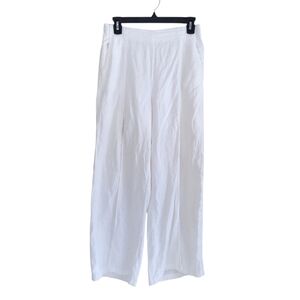 Linen Wide Leg Split Hem Lightweight Beach Palazzo Pants White Womens Medium